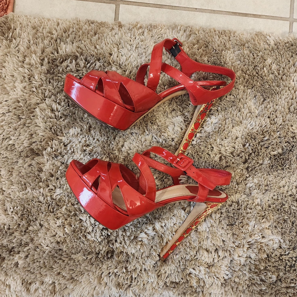 Dior Red Patent Leather Platform Sandals